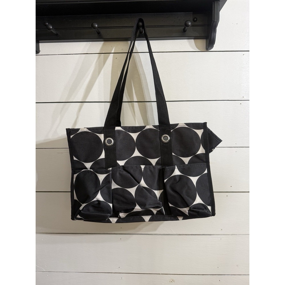 31 Gifts Thirty One Organizing Utility Tote Black White Big Dot Bag Beach Sports